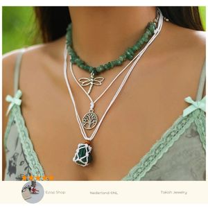 Libel Irreguliere Steen Verstelbare Ketting Halsketting voor Vrouwen - Gotische Vleugel Boom van het Leven Hanger Choker - Esthetische Sieraden Cadeau Nieuw