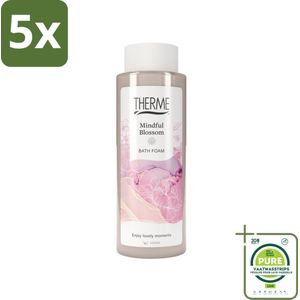 5 x Therme - Mindful Blossom - Badschuim - Verfrissend - Verzorgend - 500ml - Grootverpakking - Badschuim - Ontspannen Bad - Wellness - Bloesemgeur - Pioenroos