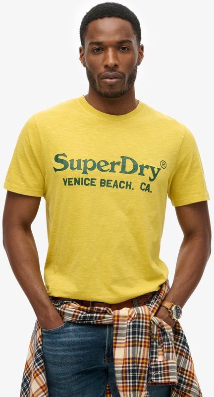 Superdry - M1011893A Venue - T-shirt - Geel - Katoen - Korte Mouwen