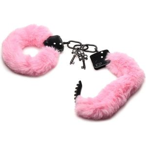 Master Series - Handboeien - Cuffed In Fur - Metalen Handboeien met kunstwollen bekleding - Roze