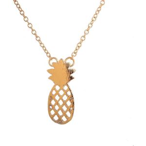 24/7 Jewelry Collection Ananas Ketting - Geborsteld - Goudkleurig - 45cm
