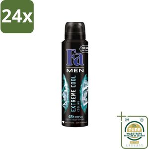 Fa Men - Extreme Cool - Deodorant Spray - Coolend - 150 ml - Voordeelverpakking - 24 stuks - Koele geur - Frisse geur