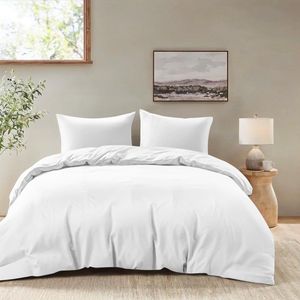 Dekbedovertrek 240x220 cm met 2 kussenslopen 50x70 cm - Wit - 240x220 volwassen bedset van 100 procent microvezel - gecertificeerd vrij van chemicaliën