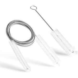 Pijpreinigingsgereedschap - Autodakafvoer Lange pijpreinigingsgereedschap - 200 cm flexibele autopijpafvoerpijpreiniger - Nylon roestvrijstalen dubbele kop autoreinigingsslangborstel - Geschikt voor de meeste auto's - Wit