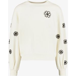 MyWay meisjes sweater met borduursels wit zwart - Maat 122/128