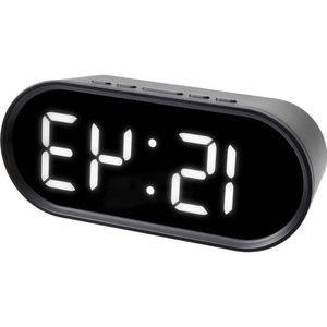 Digitale wekker met LED-verlichting en interne temperatuur - Snooze-functie - Formaat: 15 cm x 6.5 cm - Kleur: Zwart - Per stuk