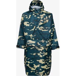 Mountain Peak kinder regenponcho camouflageprint - Groen - Winddicht en waterafstotend - Ademend materiaal - Maat 116/134