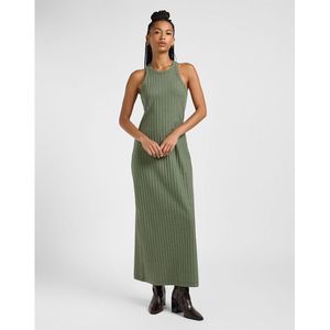 Lee - Rib Lange Jurk - Olive Heather - Katoen met Gerecycled Polyester