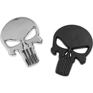 CSGoods - Set van 4 3D metalen schedel stickers voor auto, motorfiets en fietshelmen - zwart en zilver met lijmrestenbestendigheid