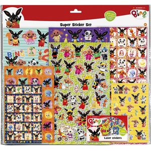 Bing stickers, Super XL Stickerset, 7 stickervellen incl. luxe metallic and 3D puffy stickers - Bambolino Toys 38 x 36 cm