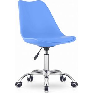 ALBA Bureaustoel Blauw, Ergonomisch Design, Verstelbare Zithoogte, Chrome Basis. Perfect voor Kinderkamer of Kantoor. Max. 110 kg