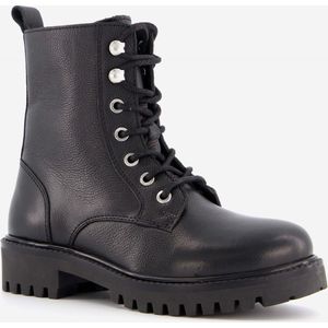 Hush Puppies leren meisjes veterboots - Zwart - Maat 28