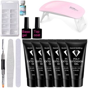NAXSIR Nail Art Set - UV/LED Nagelverlengingskit met 6 Kleuren + Accessoires - Inclusief UV Lamp