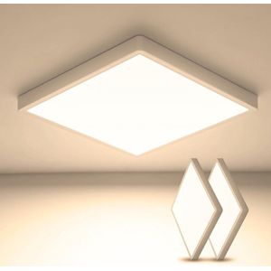 Delaveek-Twee Vierkante Triple Proof LED Plafondlampen - Wit - 36W - Warm - Diameter 30cm