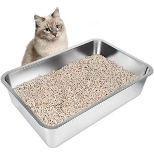 RVS Kattenbak XXL - Kattentoilet Roestvrijstaal - Grote Kattenbak van RVS - Open Kattenbak - 60x40x15cm