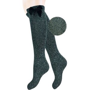 Meisjes Kniekous - Strikje - Silver/Glitter - Maat 39-42