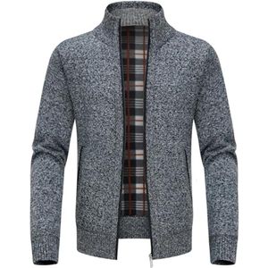 Heren Gebreid Vest met Rits en Opstaande Kraag - Fleece Winterjas voor Comfortabele Dagen