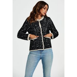 Bouclé jasje met kant in zwart