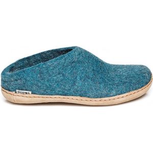 Glerups Slipper met leren zool-Petrol-39