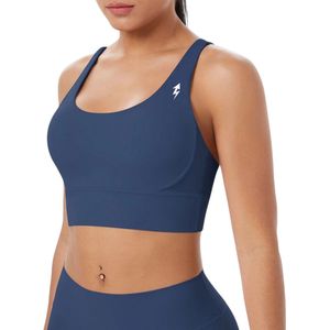 ELEVATE Bra Stevige Sport BH - High Impact - Ondersteuning - Comfortabel - Gekruiste Rug - Fitness - Yoga - Sport - Hoge Sterkte - Schokbestendig - Push Up - met Uitneembare Pads - Donkerblauw - Maat S