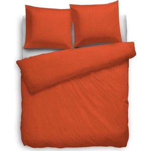 Heckett & Lane Satin Stripe Dekbedovertrek - Lits-jumeaux - 260x200/220 cm - Mecca Orange