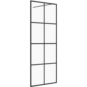 vidaXL Inloopdouchewand 80x195 cm ESG-glas transparant en zwart - Douchescherm - Doucheschermen - Inloopdouchescherm - Inloopdoucheschermen