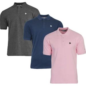 3-Pack Donnay - Polo (Noah) - Sportpolo - Heren - Charcoal/Navy/Shadow pink (573) - maat L