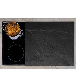 XXL Multifunctionele Glas Snijplank | Spatbescherming voor achter de kookplaat | Voor het afdekken van keramische glaskookplaten en keukenbladen | Anti Spat Scherm | Afm. 56 x 50 x 1,4 Cm. | KLEUR: LEISTEEN