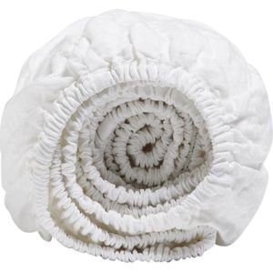 Yumeko hoeslaken gewassen linnen wit 90x210x30 - Biologisch & ecologisch