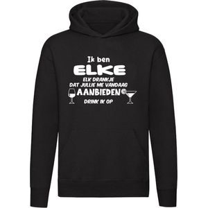 Ik ben Elke, elk drankje dat jullie me vandaag aanbieden drink ik op Hoodie | jarig | verjaardag | vrijgezellenfeest | kado | naam | Trui | Sweater | Capuchon