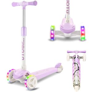 Suotu Kinderstep - Step - 3 Lichtgevende Wielen - EXTRA BREEDE WIELEN - Step 3+ Jaar tot 50kg - Speelgoed Jongens/Meisjes - Paars