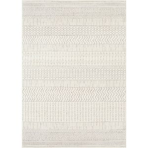 SURYA Vloerkleed - Woonkamer, Slaapkamer - Scandinavisch Boho Tapijt BIANCA - Wit/Grijs - 200x275 cm
