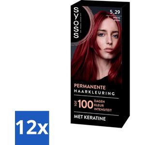 SYOSS - Coloration 5-29 Intens Rood - Haarverf - Grijsdekking - Vermindert Haarbreuk - Voordeelverpakking - 12 stuks