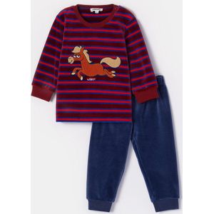 Woody pyjama baby jongens - rood gestreept - pony - 252-10-PLC-V/919 - maat 62