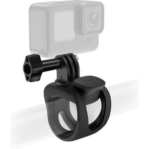 Telesin silicone buisklem met mount voor action camera - 360 graden draaibaar - Ideaal voor fietsstuur, stoelpoot, motorstuur, roei peddel, skistok, vishengel - Zwart