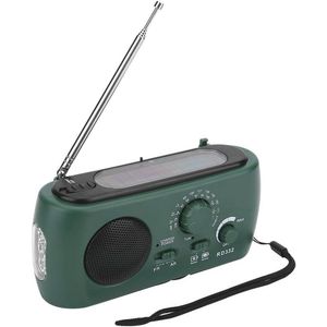 Zonne-energie Radio met LED Zaklamp en Handdynamo - AM/FM Noodradio en Oplader