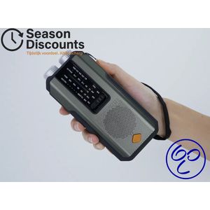 Draagbare Noodradio met Solar, Dynamo/ Crank , Zaklamp & Powerbank – 2000mAh – AM/FM/WB - Powerbank