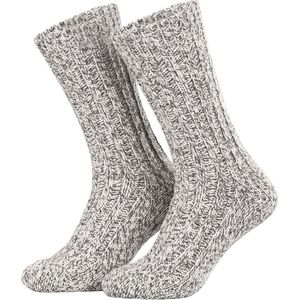 Noorse sokken voor dames en heren - 4 paar van schapenwol in grijs en blauw-antraciet