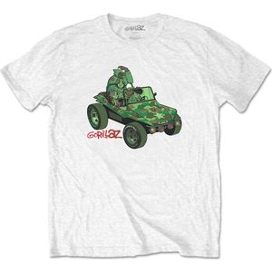 Gorillaz - Green Jeep Heren T-shirt - 2XL - Wit