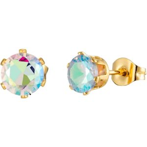 Aramat Jewels Oorbellen - Goudkleurige AB zirkonia oorbellen – 6 mm - Roestvrij staal - Mannen - Kinderen - [6mm]