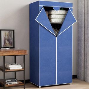 kledingkast met metalen buisframe, ruimtebesparend met TNT stoffen bekleding, ritssluiting en kledingkastrail Afmetingen: 70 x 46 x 160 cm (blauw)