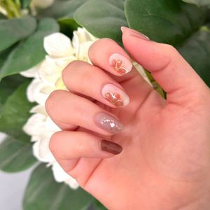 BIMA Nails - Gellak Nagel Stickers - Gel Nagel Wraps - Nail Art - UV lamp nodig - Mocha Flower