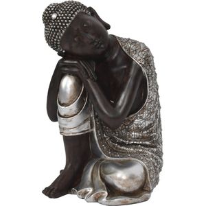 Fine Asianliving Boeddha Beeld Slapend Zilver Zwart 35cm