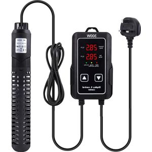 Aquariumverwarming 300W met externe temperatuurregelaar - LED digitaal display - dubbel display - anti-verbranding - oververhittingsbeveiliging - tot 250 l aquariums