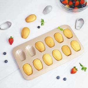 Bakvormen, Madeleine-vorm, siliconen madeleine bakvorm, ontwikkeld voor het maken van schelptaart om gerechten smakelijker te maken (goud)
