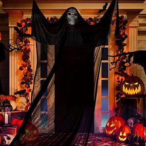 Halloween Skeleton Mask Hanging Decorations with Green Background for Indoor and Outdoor Halloween Party - Garden, Dining Table, Door, Ceiling, Window