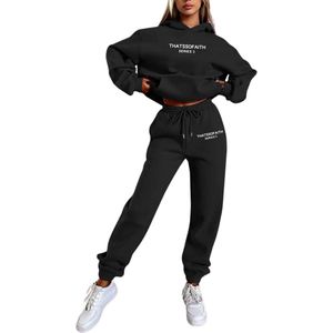 Bovista Joggingpak Dames - Huispak - Trainingspak - Volwassenen - Capuchon - Jogging Pak - Joggingbroeken - Broek - Hoodie - Zwart - Maat S