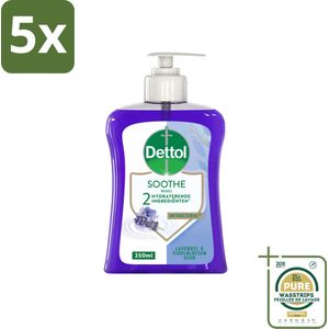5 x Dettol - Handzeep - Soothe - Lavendel & Vioolbloesem - 250 ml - Grootverpakking - Handzeep - Antibacterieel - Handverzorging - Lavendel - Vioolbloesem