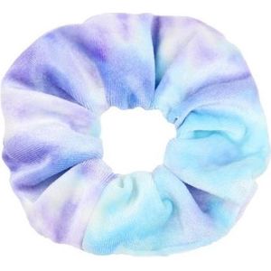 Marble/Tie-dye velvet scrunchie/haarwokkel, pastel paars & blauw