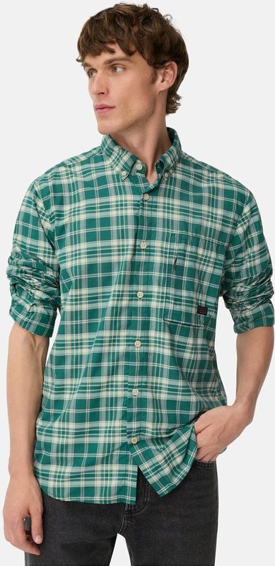 camel active - Lichtgewicht Geruit Overhemd - Dennengroen - Sneldrogende Functie